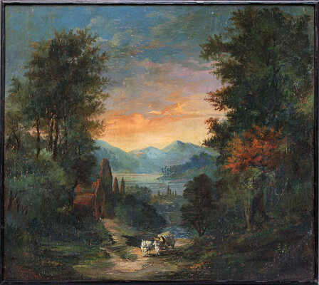 Хохтер В.. Романтический пейзаж с кибиткой 